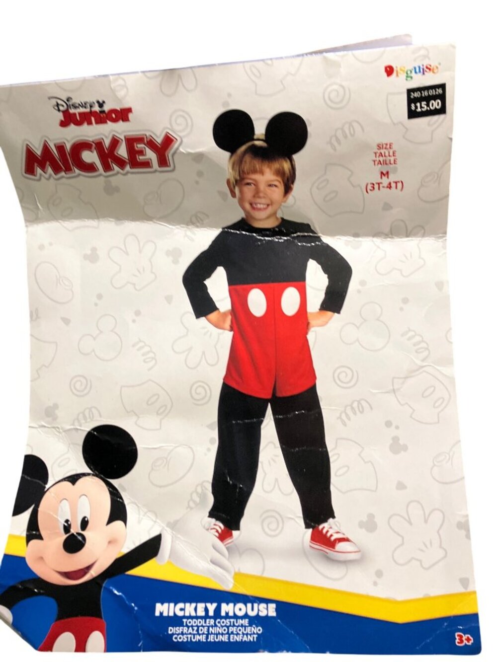 Mickey Mouse Toddler Costume By Disguise M (3T-4T) PVC Material Black and Red